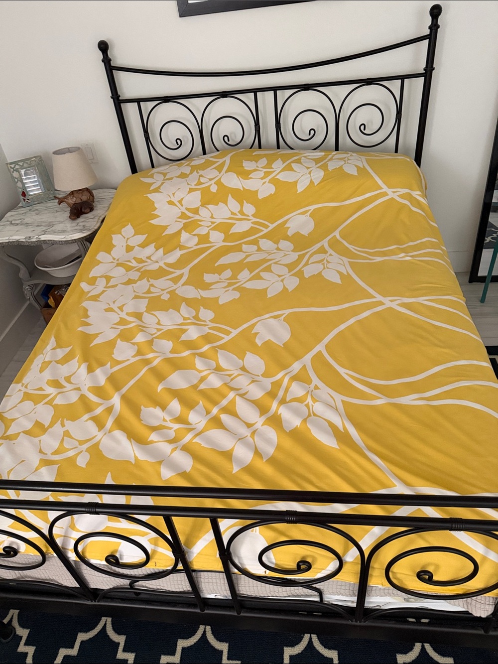 Marimekko Madison Yellow and White Floral Cotton Duvet Cover Size Queen
